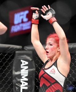 Jun 18, 2016; Ottawa, Ontario, Canada; Randa Markos reacts after her figh against Jocelyn Jones-Lybarger (not pictured) during UFC Fight Night at TD Place Arena. Mandatory Credit: Marc DesRosiers-USA TODAY Sports